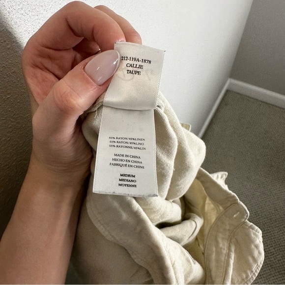 Rails Callie Linen Blend Jumpsuit Size M Women’s Cream Beige Collared Buttoned - Picture 14 of 15